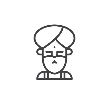 Fakir sirk aktör satırı simgesi, Anahat vektör işareti üzerinde beyaz izole doğrusal stil piktogram. Sembol, logo illüstrasyon. Düzenlenebilir kontur