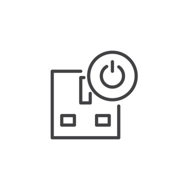 Soket satırı simgesi, vektör işareti, anahat üzerinde beyaz izole doğrusal stil piktogram. Sembol, logo illüstrasyon. Düzenlenebilir kontur