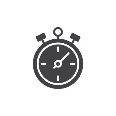Kronometre simge vektör, düz işareti, üzerinde beyaz izole katı piktogram dolu. Chronometre sembolü, logo illüstrasyon.