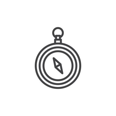 Pusula satırı simgesi, vektör işareti, anahat üzerinde beyaz izole doğrusal stil piktogram. Gezinti simgesi, logo illüstrasyon. Düzenlenebilir kontur