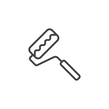 Boya silindiri satırı simgesi, vektör işareti, anahat üzerinde beyaz izole doğrusal stil piktogram. Sembol, logo illüstrasyon. Düzenlenebilir kontur