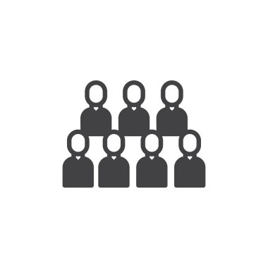 Takım simge vektör, dolu düz işareti, üzerinde beyaz izole katı piktogram. Grup logosu illüstrasyon insanlar sembolü.