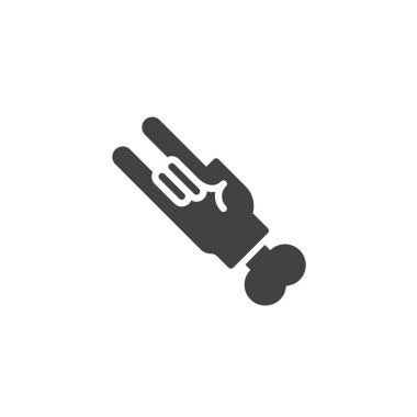 Rock n roll simgesi elinde vektör, dolu düz işareti, üzerinde beyaz izole katı piktogram. Cadılar Bayramı tatil sembolü, logo illüstrasyon.