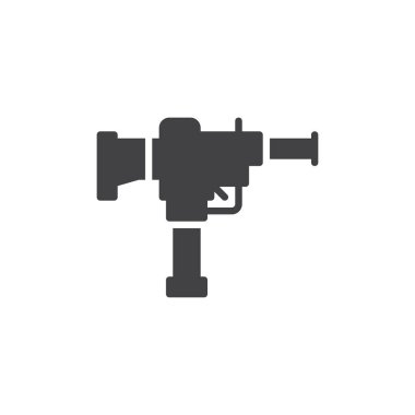 Silah simge vektör, dolu düz işareti, üzerinde beyaz izole katı piktogram. Otomatik silah sembolü, logo illüstrasyon.