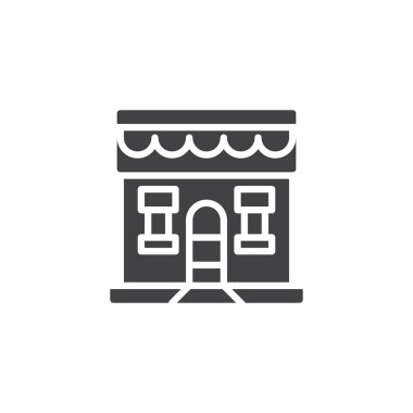 Kuaför dükkanı simge vektör, düz işareti, üzerinde beyaz izole katı piktogram dolu. Sembol, logo illüstrasyon.