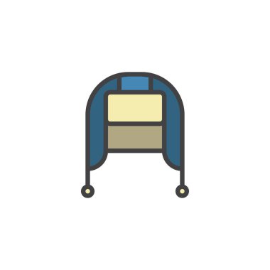 Kış şapka dolu anahat simgesini, çizgi vektör işareti, üzerinde beyaz izole doğrusal renkli sembol. Sembol, logo illüstrasyon. Piksel mükemmel vektör grafikleri