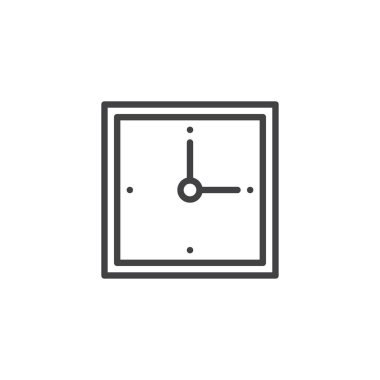 Duvar kare saat satırı simgesi, vektör işareti, anahat üzerinde beyaz izole doğrusal stil piktogram. Sembol, logo illüstrasyon. Düzenlenebilir kontur