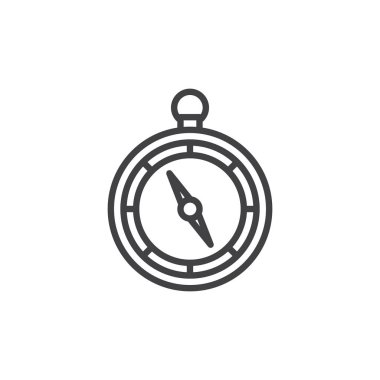 Pusula satırı simgesi, vektör işareti, anahat üzerinde beyaz izole doğrusal stil piktogram. Sembol, logo illüstrasyon. Düzenlenebilir kontur