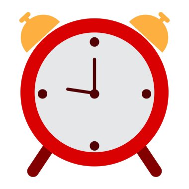 Saat simgesi alarm, düz stil üzerine beyaz izole illüstrasyon vektör. Renkli grafik