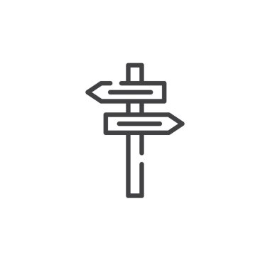 Sokak tabelasını satırı simgesi, Anahat vektör işareti üzerinde beyaz izole doğrusal stil piktogram. Sembol, logo illüstrasyon. Düzenlenebilir kontur