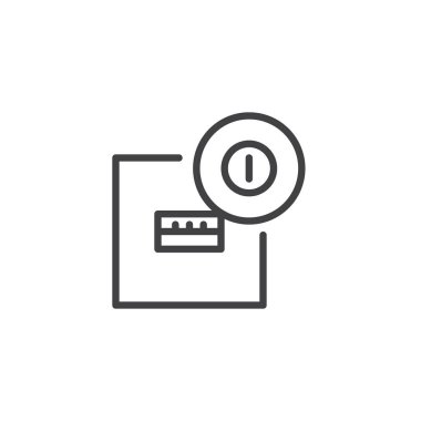 USB bağlantı noktasında satırı simgesi, Anahat vektör işareti, üzerinde beyaz izole doğrusal stil piktogram. Sembol, logo illüstrasyon. Düzenlenebilir kontur