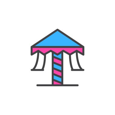 Atlıkarınca doldurulmuş anahat simgesini, çizgi vektör işareti, üzerinde beyaz izole doğrusal renkli sembol. Eğlence sembolü, logo illüstrasyon. Piksel mükemmel vektör grafikleri