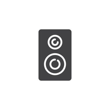 Stereo hoparlörler simge vektör, düz işareti, üzerinde beyaz izole katı piktogram dolu. Sembol, logo illüstrasyon.