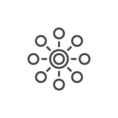 Ağ satırı simgesi, vektör işareti, anahat üzerinde beyaz izole doğrusal stil piktogram. Sembol, logo illüstrasyon. Düzenlenebilir kontur