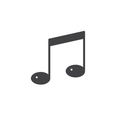 Müzik notu simge vektör, düz işareti, üzerinde beyaz izole katı piktogram dolu. Sembol, logo illüstrasyon.