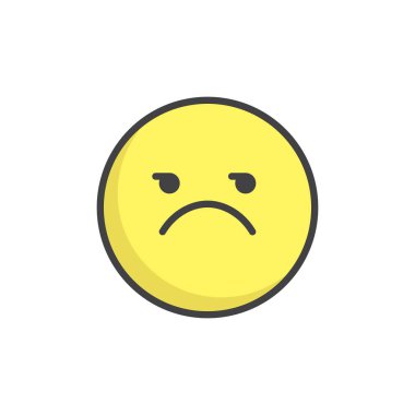 Unamused yüz ifade dolu anahat simgesini, çizgi vektör işareti, üzerinde beyaz izole doğrusal renkli sembol. Emoji gülen sembolü, logo illüstrasyon. Piksel mükemmel vektör grafikleri