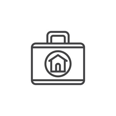 Emlakçı evrak çantası simge vektör, düz işareti, üzerinde beyaz izole katı piktogram dolu. Sembol, logo illüstrasyon.