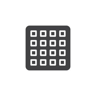 Gözleme simge vektör, dolu düz işareti, üzerinde beyaz izole katı piktogram. Sembol, logo illüstrasyon.