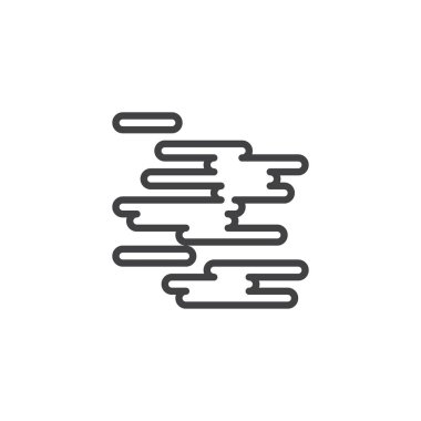 Sis veya duman satırı simgesi, vektör işareti, üzerinde beyaz izole doğrusal stil piktogram anahat. Bulut hava sembolü, logo illüstrasyon. Düzenlenebilir kontur