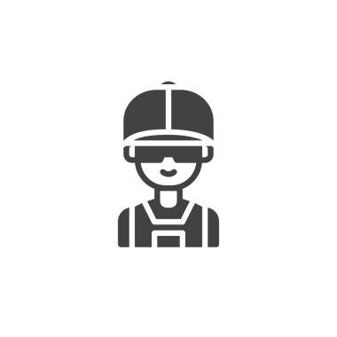 Asker simge vektör, dolu düz işareti, üzerinde beyaz izole katı piktogram. Askeri sembolü, logo illüstrasyon.