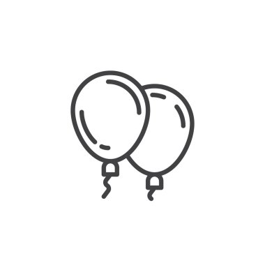 Balonlar satır simgesi, Anahat vektör işareti, üzerinde beyaz izole doğrusal stil piktogram. Sembol, logo illüstrasyon. Düzenlenebilir kontur