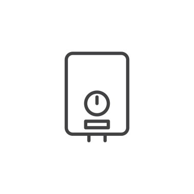 Su ısıtıcı satırı simgesi, vektör işareti, anahat üzerinde beyaz izole doğrusal stil piktogram. Sembol, logo illüstrasyon. Düzenlenebilir kontur