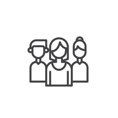 Takım satırı simgesi, vektör işareti, anahat üzerinde beyaz izole doğrusal stil piktogram. İnsanlar sembolü, logo illüstrasyon. Düzenlenebilir kontur