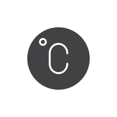 Celsius simge vektör, düz işareti, üzerinde beyaz izole katı piktogram dolu. Sembol, logo illüstrasyon.