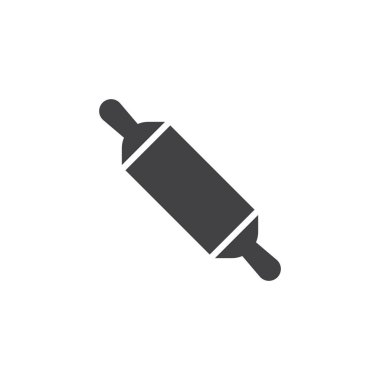 Oklava ekmek simge vektör, düz işareti, üzerinde beyaz izole katı piktogram dolu. Sembol, logo illüstrasyon.