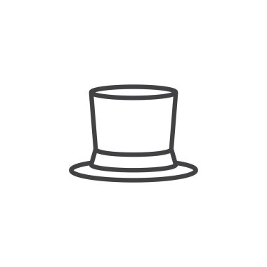 Silindir şapka satırı simgesi, Anahat vektör işareti üzerinde beyaz izole doğrusal stil piktogram. Sembol, logo illüstrasyon. Düzenlenebilir kontur