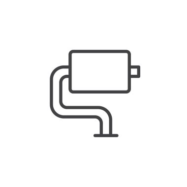 Egzoz borusu satırı simgesi, Anahat vektör işareti üzerinde beyaz izole doğrusal stil piktogram. Sembol, logo illüstrasyon. Düzenlenebilir kontur