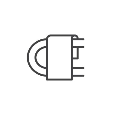 Havlu kurutma makinesi satırı simgesi, vektör işareti, anahat üzerinde beyaz izole doğrusal stil piktogram. Sembol, logo illüstrasyon. Düzenlenebilir kontur