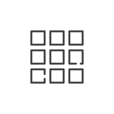 Menü satırı simgesi, Anahat vektör işareti üzerinde beyaz izole doğrusal stil piktogram. Sembol, logo illüstrasyon. Düzenlenebilir kontur