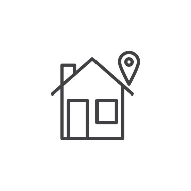 House yer satırı simgesi, vektör işareti, anahat üzerinde beyaz izole doğrusal stil piktogram. Sembol, logo illüstrasyon. Düzenlenebilir kontur