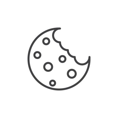 Çerez ile iyi fiş satırı simgesi, Anahat vektör işareti, üzerinde beyaz izole doğrusal stil piktogram. Sembol, logo illüstrasyon. Düzenlenebilir kontur