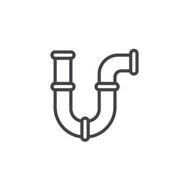 Boru hattı simgesi, Anahat vektör işareti, üzerinde beyaz izole doğrusal stil piktogram. Sembol, logo illüstrasyon. Düzenlenebilir kontur