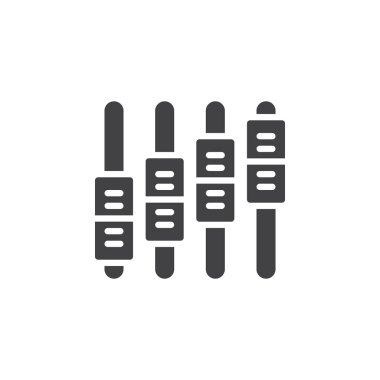 Simge vektör ayarlama, düz işareti, üzerinde beyaz izole katı piktogram dolu. Fader sembolü, logo illüstrasyon.