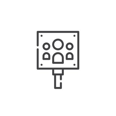 Noktası satırı simgesi toplantı, Anahat vektör işareti, üzerinde beyaz izole doğrusal stil piktogram. Sembol, logo illüstrasyon. Düzenlenebilir kontur