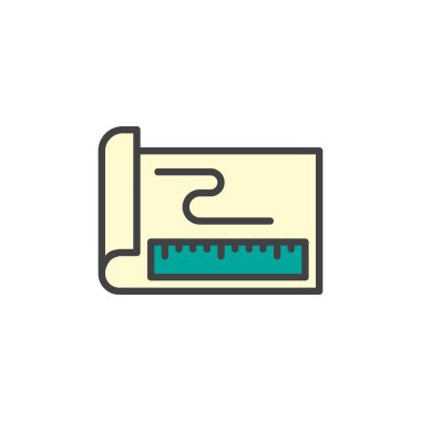 Kroki doldurulmuş anahat simgesini, çizgi vektör işareti, üzerinde beyaz izole doğrusal renkli sembol. Sembol, logo illüstrasyon. Piksel mükemmel vektör grafikleri