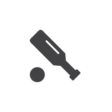 Kriket simge vektör, dolu düz işareti, üzerinde beyaz izole katı piktogram. Sembol, logo illüstrasyon.