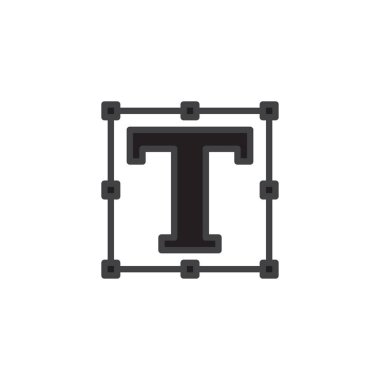 Metin t harfi dolu anahat simgesini, çizgi vektör işareti, üzerinde beyaz izole doğrusal renkli sembol. Sembol, logo illüstrasyon. Piksel mükemmel vektör grafikleri