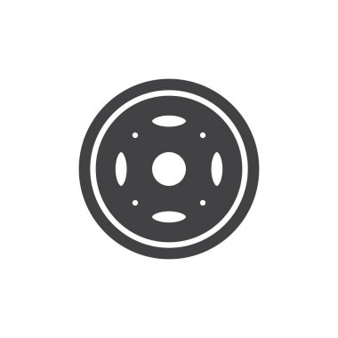 Araba tekerlek disk simge vektör, düz işareti, üzerinde beyaz izole katı piktogram dolu. Sembol, logo illüstrasyon.