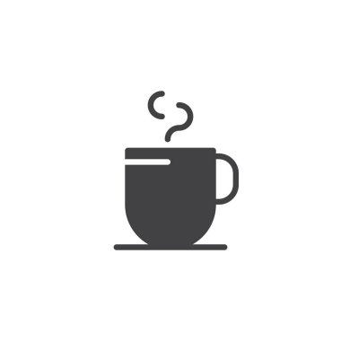 Sıcak bir içecek simge vektör, dolu düz işareti, üzerinde beyaz izole katı piktogram fincan. Sembol, logo illüstrasyon.