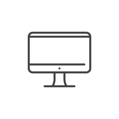 TV veya Monitörünüzü ekran satırı simgesi, vektör işareti, anahat üzerinde beyaz izole doğrusal stil piktogram. Sembol, logo illüstrasyon. Düzenlenebilir kontur