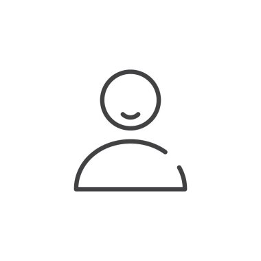 Kullanıcı kişi satırı simgesi, Anahat vektör işareti üzerinde beyaz izole doğrusal stil piktogram. Sembol, logo illüstrasyon. Düzenlenebilir kontur