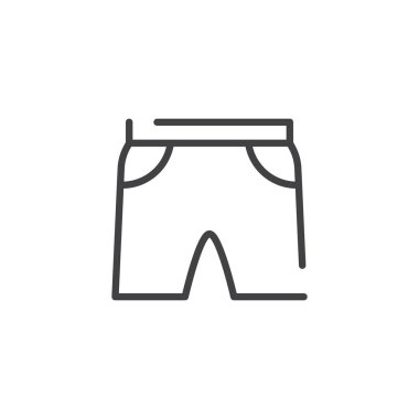 Mayo Şort çizgi simgesi, Anahat vektör işareti, üzerinde beyaz izole doğrusal stil piktogram. Sembol, logo illüstrasyon. Düzenlenebilir kontur