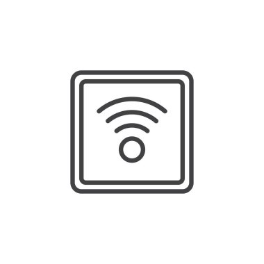 Wi-fi bölge satırı simgesi, Anahat vektör işareti üzerinde beyaz izole doğrusal stil piktogram. Sembol, logo illüstrasyon. Düzenlenebilir kontur