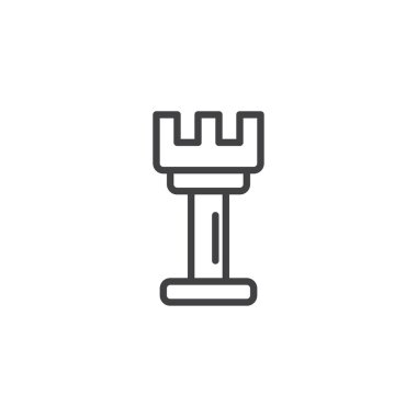 Satranç satırı simgesi, Anahat vektör işareti üzerinde beyaz izole doğrusal stil piktogram. Sembol, logo illüstrasyon. Düzenlenebilir kontur