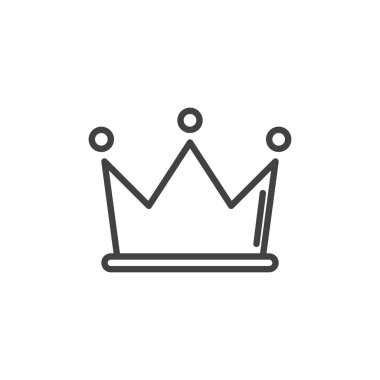 Taç satırı simgesi, vektör işareti, anahat üzerinde beyaz izole doğrusal stil piktogram. VIP sembolü, logo illüstrasyon. Düzenlenebilir kontur