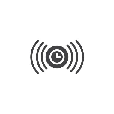 Saat simge vektör endişe verici, düz işareti, üzerinde beyaz izole katı piktogram dolu. Sembol, logo illüstrasyon